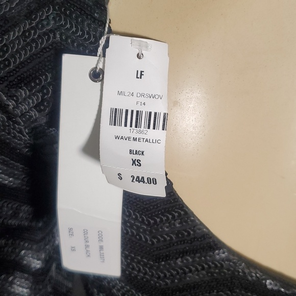 NWT LF Millau Womens Wave Metallic Sequin Sheath Dress Long Sleeve Back Size XS - Picture 6 of 14